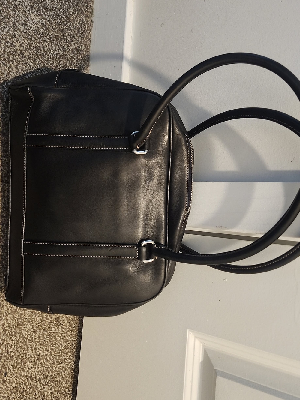 Vintage Coach Classic Black Leather Dome Satchel Handbag - Picture 5 of 5